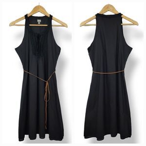 NEW Y2K Converse One Star Fit and Flare Ruffle Dress with Faux Leather Belt XS